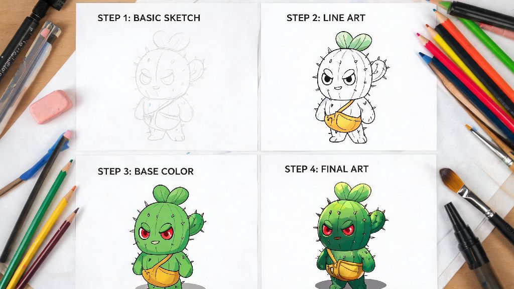 How to Draw Spike from Brawl Stars: 2026 Easy Step-by-Step Guide for All Skill Levels